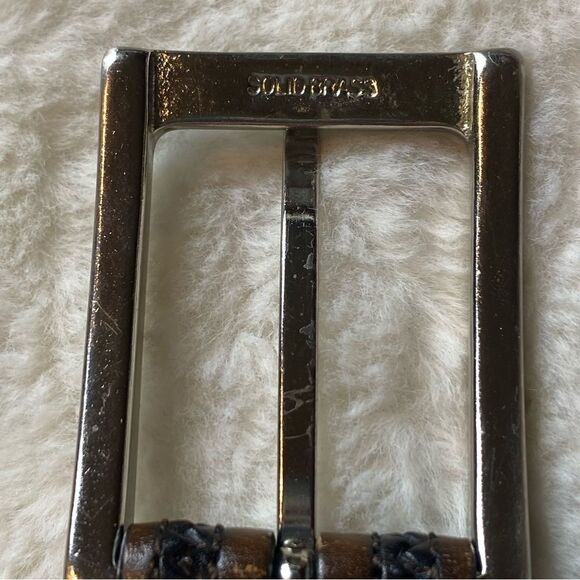 Johnston & Murphy Brown and Black Leather Belt Size 44 - Picture 7 of 12